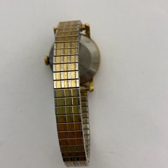 Timex Men's Silver & Gold Tone Stretch Bracelet Stainless Steel Round Wristwatch - Picture 3 of 7